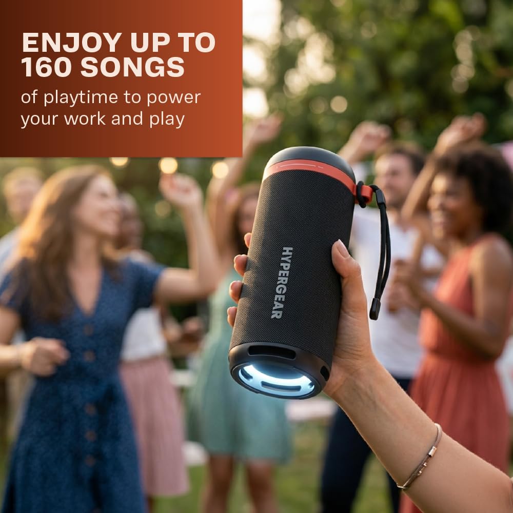 HyperGear SoundTower Bluetooth Portable Speakers, Bluetooth Wireless Pairing for Shower Speaker, Beach Audio Blue Tooth Speakers Outdoor, Loud Boosted