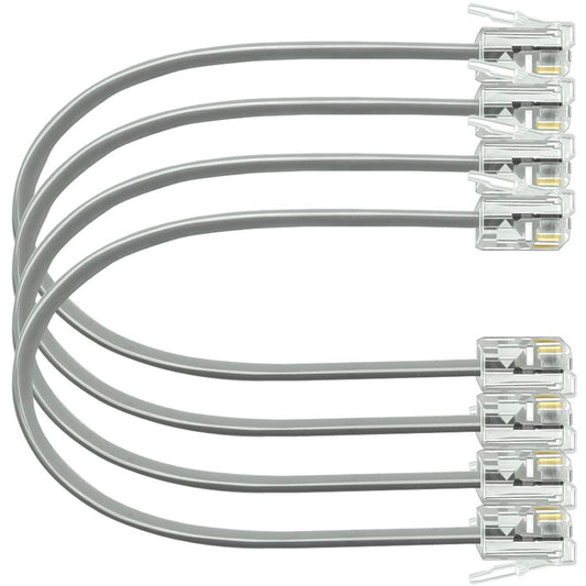 NECABLES 4Pack 6 Inch Short Telephone Cord Phone Cable Wall Phone Cord for Landline RJ11 6P4C Male to Male