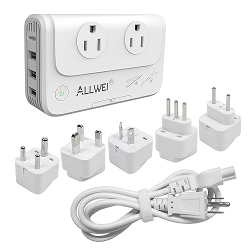 ALLWEI International Travel Adapter 220V to 110V Power Voltage Converter for Hair Straightener/Curling Iron, Universal Power Plug Adapter UK, US, AU…