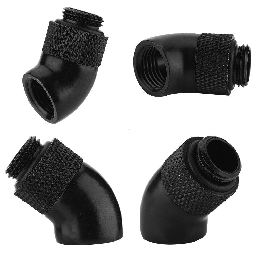 G1/4" PC Thread Water Cooling Rotary Adapter 45 Degree Bend Angle Rotating Water Cooled Elbow Rotary Fitting Adapter for CPU Water Cooling Heatsink