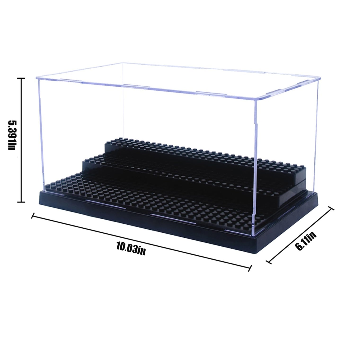 WMM Minifigure Display Case – Dustproof Acrylic Storage Box with 3 Movable Steps for Action Figures, Bricks & Collectible Models