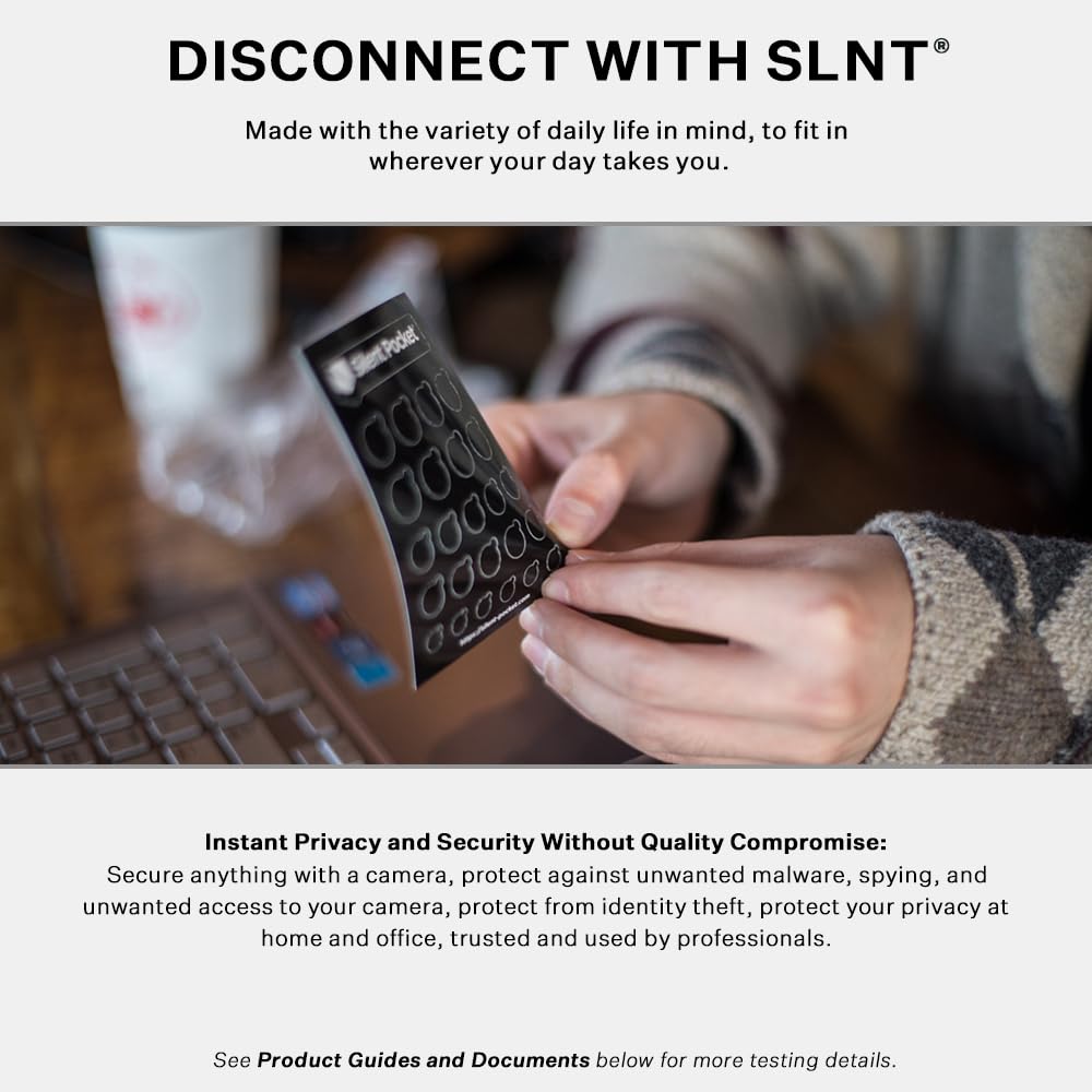 SLNT Privacy Stickers for Camera - Reusable Camera Stickers for Phones, Laptops, Tablets & Computer Webcams, Blackout Camera Covers