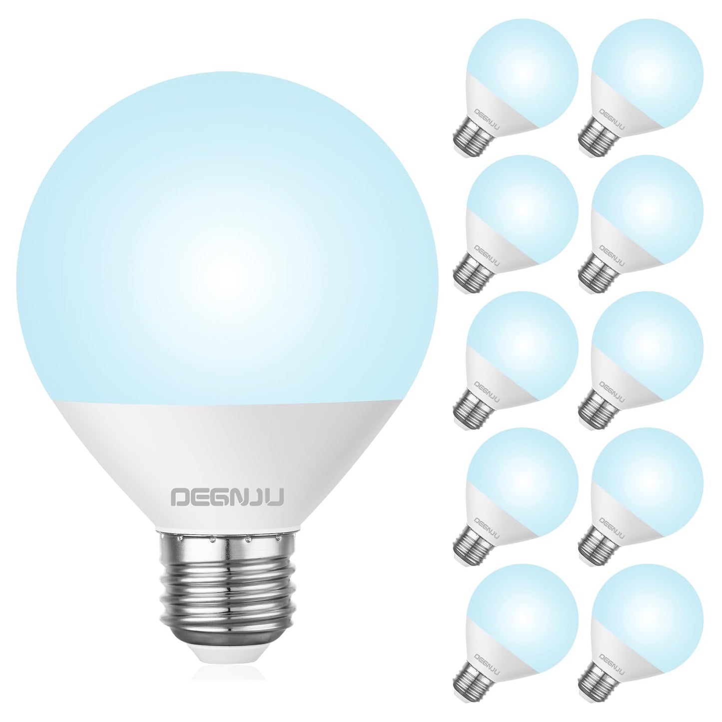 DEGNJU LED Vanity Light Bulbs, 60W Equivalent, Bathroom Light Bulbs 5000K Daylight White, 800 Lumens, G25 Globe Bulb for Makeup Mirror, Round Shape