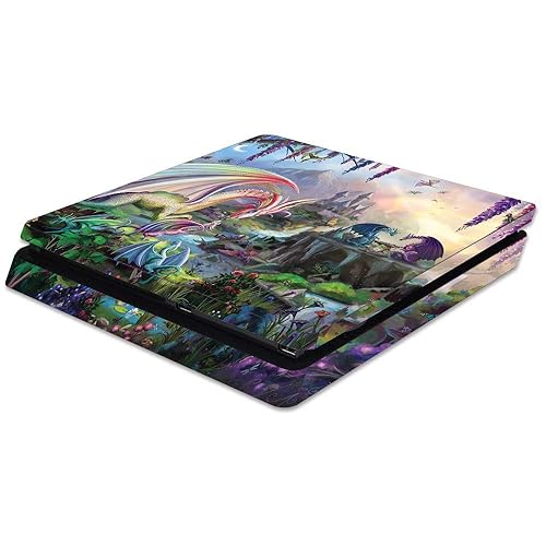 MightySkins Skin Compatible with Sony PS4 Slim Console - Dragon Paradise | Protective, Durable, and Unique Vinyl Decal wrap Cover | Easy to Apply