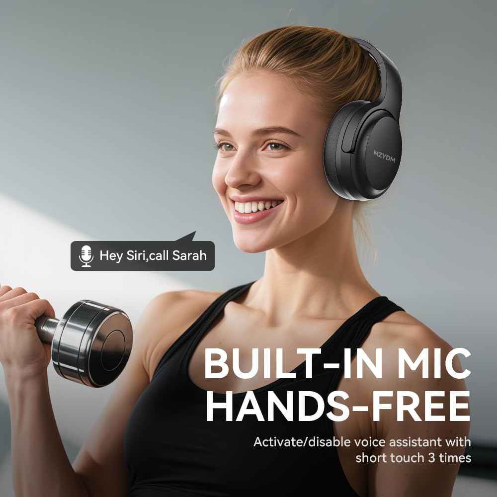 MZYDM Bluetooth Headphones Over Ear, 40 Hours Playtime Wireless Headphones with Microphone,5.3 Bluetooth, HiFi Stereo Foldable Lightweight Headset
