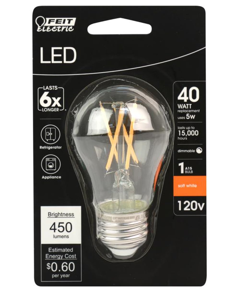 Feit Electric 3011895 Soft White 40W Equivalence A15 E26 Medium Filament LED Bulb Pack of 6