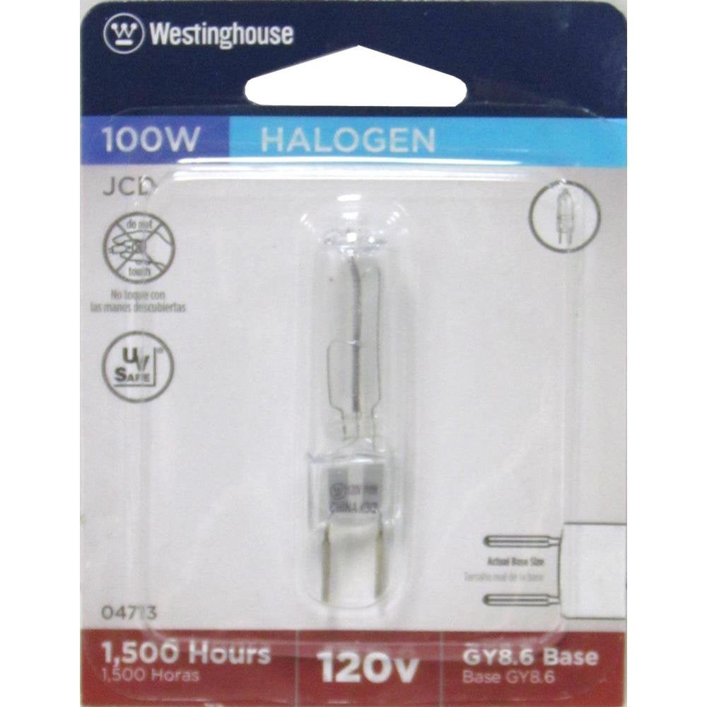 Westinghouse 471300 100W T4 120V Halogen Light Bulb, 1-Pack, GY8.6 Base, Clear