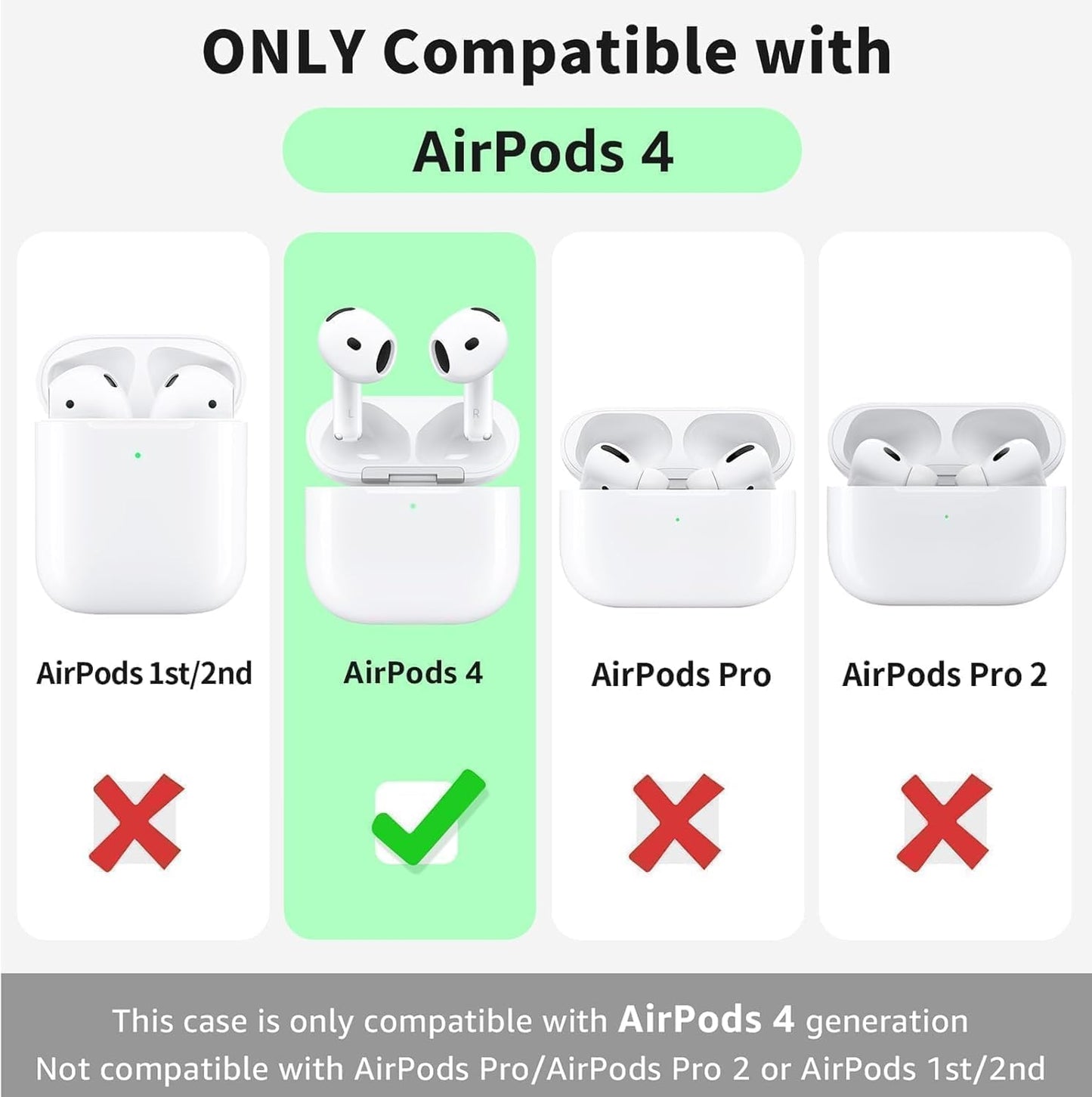 for AirPods 4 Case(2024), Full Body Shockproof Protective for AirPods 4th Generation Case, Compatible with AirPods 4th Case with Keychain for Women