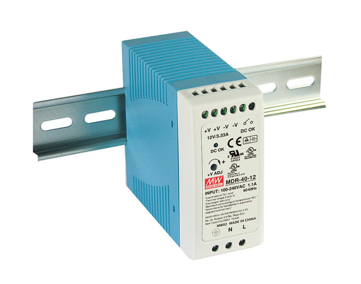 Mean Well Original MDR-40-24 Single Output Industrial DIN Rail Power Supply 24V 1.7A 40W