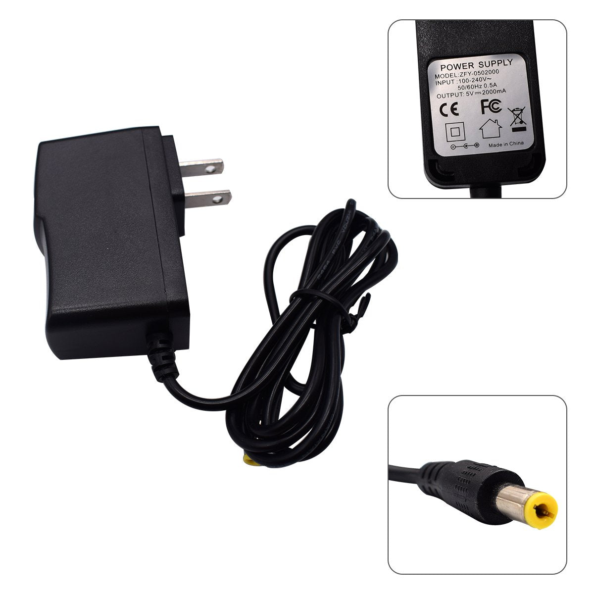 TV Box AC Adapter, Replacement 5V 2A/2000mAh Charger 5.5mm US Plug Power Supply for Android TV Box T95Z Plus T95E T95D T95N T95M T9 T95 S1 T95 S2 Q…