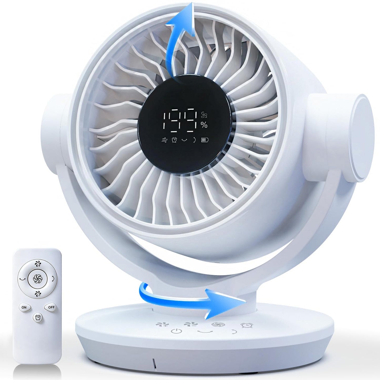 SOPUL Fan for Bedroom, Table Air Circulator Fan 9 Inch Remote, 90°+120° Auto Oscillation Desk Fan, 10dB Quiet, 6-Speed, Powerful Mode Cordless, Max