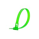 8 Inch Fluorescent Green Standard Releasable Cable Tie - 100 Pack