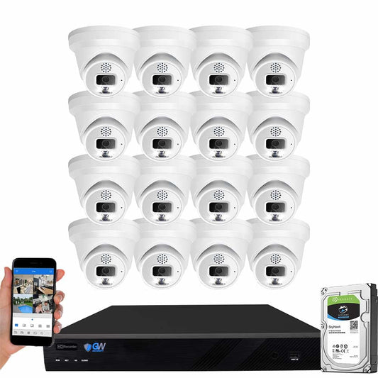 GW Security 16 Channel 4K NVR 5MP Full-Time Color Night Vision Two-Way Audio Security Camera System - 16 x 5MP 1920P Human Vehicle Detection