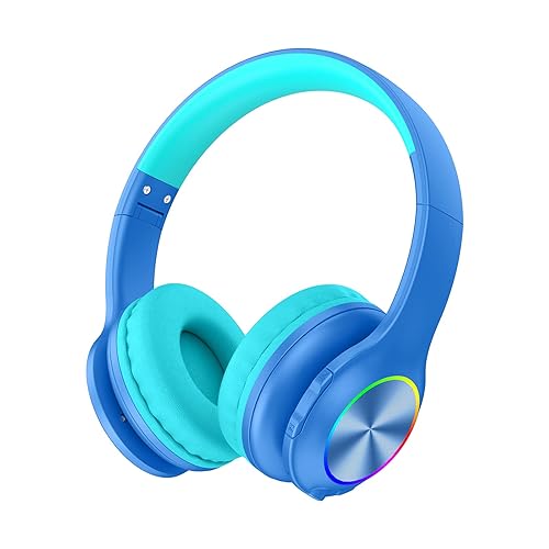 Candy Bila Kids Bluetooth 6.0 Headphones with LED Light, 85Hours Playtimes, Type-C Fast Charging, 85/94dB Volume Limited, Comfort Wireless Headphones…