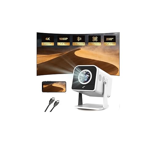 Mini Room Projector, Projector for Bedroom(Built-in Speaker, With HDMI Cable), 200-inch Large Screen, Ntive 1080P Projector, Compatible With 4K