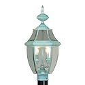 Livex Lighting 2254-06 Outdoor Post with Clear Beveled Glass Shades, Verdigris