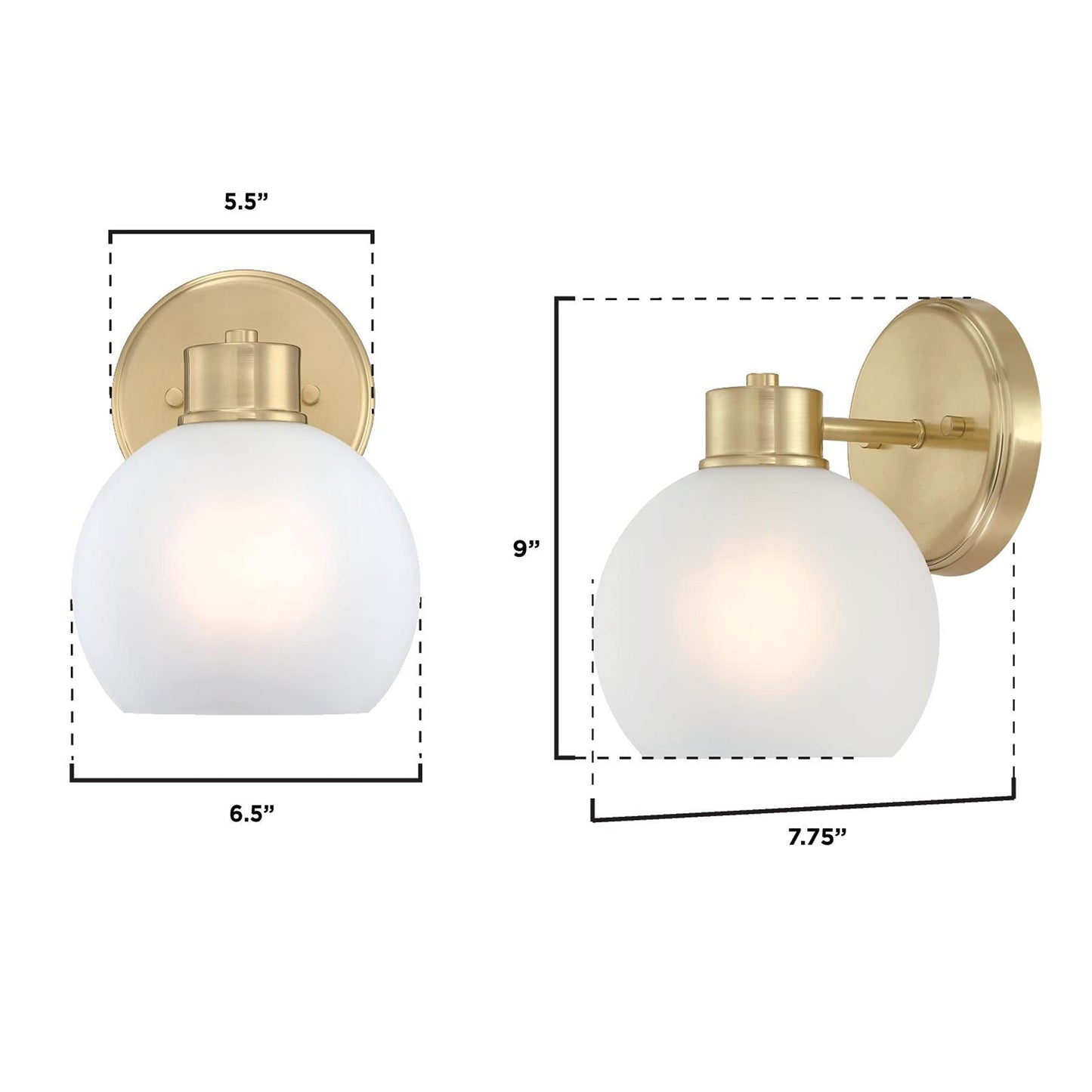 Westinghouse Dorney Transitional Style 1 Light Wall Fixture, Champagne Brass