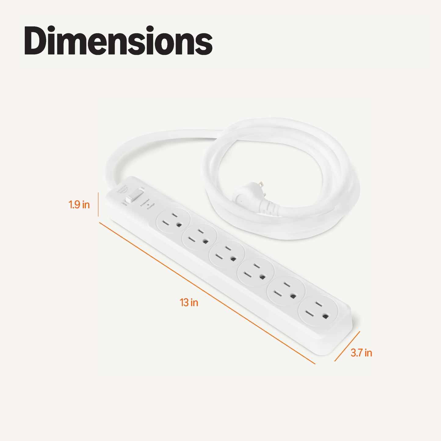 Amazon Basics Surge Protector Power Strip, 6-Outlet, 790 Joules, 6ft Extension Cord, White