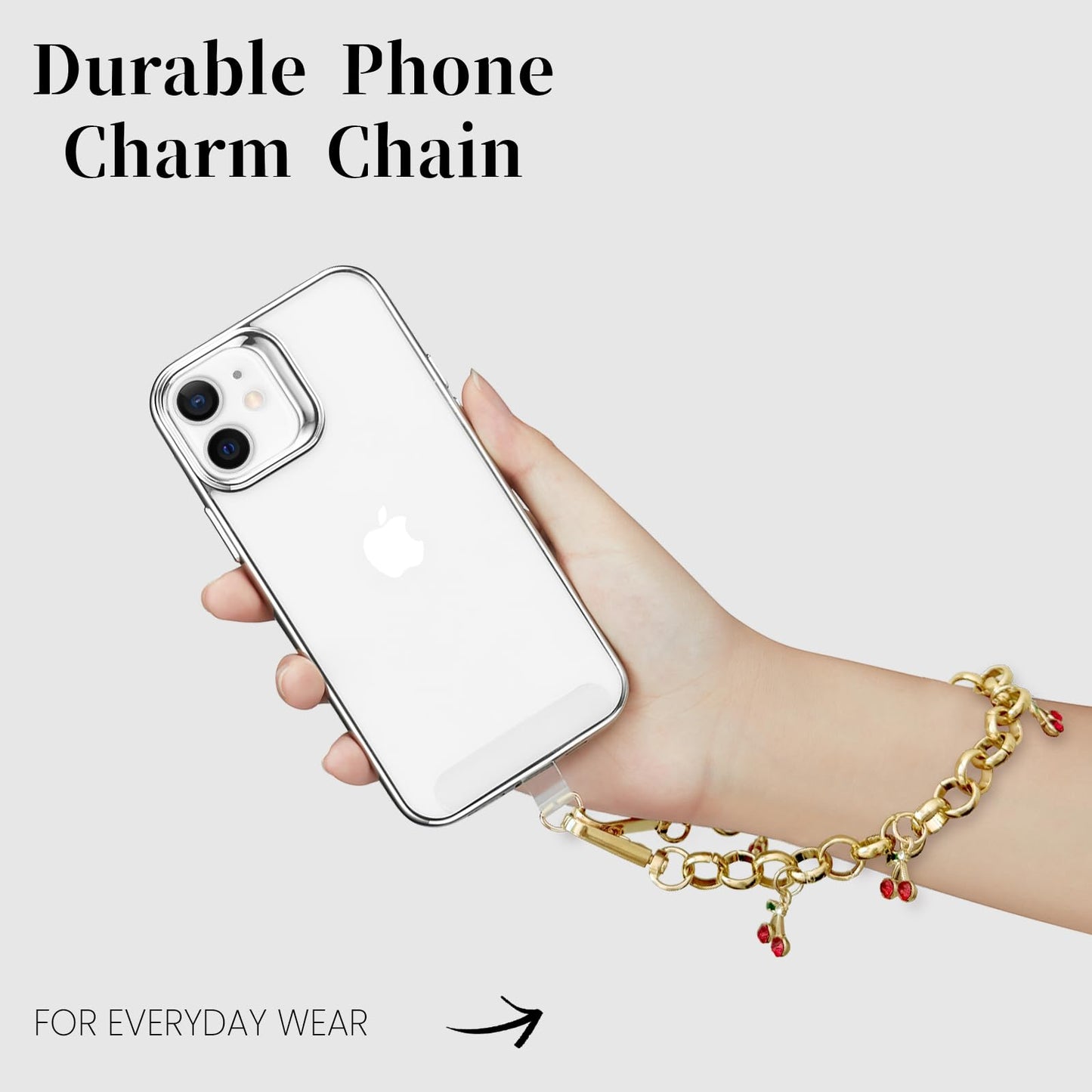Bag Charms Handbags Cherry Gold Keychain Phone Charm Purse Wrist Strap Short Car Key Chain Handbag Metal Handle Extender Decorative Bags Chains