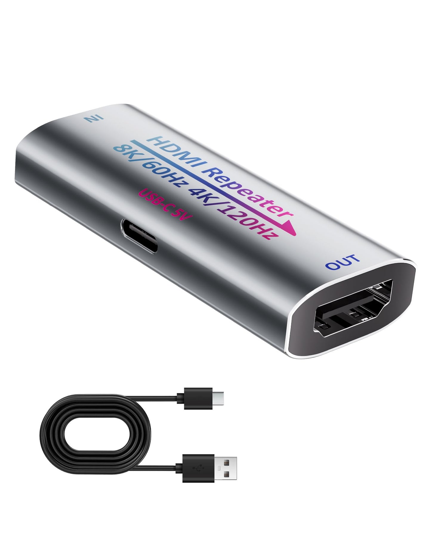 8K HDMI Booster Repeater, Active Signal Amplifier HDMI 2.1 Extender Supports 8K@60Hz / 4K@240Hz, Extends HDMI 1080P Up to 50m for PS5, Xbox Series