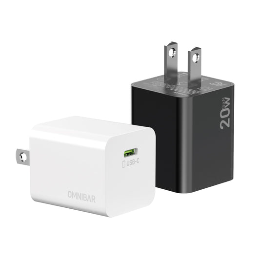 Omnibar iPhone 17/16 Charger, 2-Pack 20W GaN PD 3.0 PPS Fast USB C Charger Block, Compact Type C Power Adapter for iPhone 15/14/13/12, Samsung Galaxy