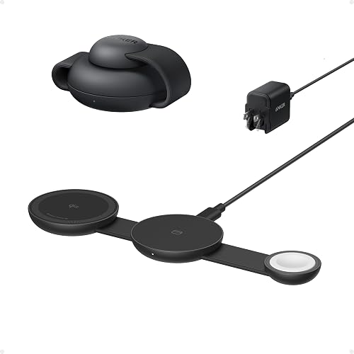Anker MagSafe Compatible MagGo UFO 3-in-1 Charger, iPhone 17 Wireless Charging Station, 15W Qi2 Certified, Foldable Travel Charging Pad, for iPhone
