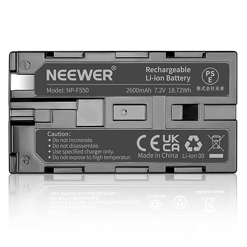 Neewer 7.2V 2600mAh Rechargeable Li-ion Battery Pack Replacement for Sony NP-F550/570/530 Compatible with Sony HandyCams Polaroid Other LED On-Camera
