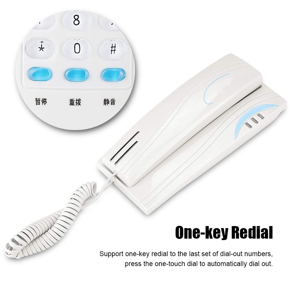 Bewinner Corded Phone, Mini Wall Desktop Landline Phone, Landline Phone for Home with Pause Function/Mute/Indicator Light/Simple Beauty(White)