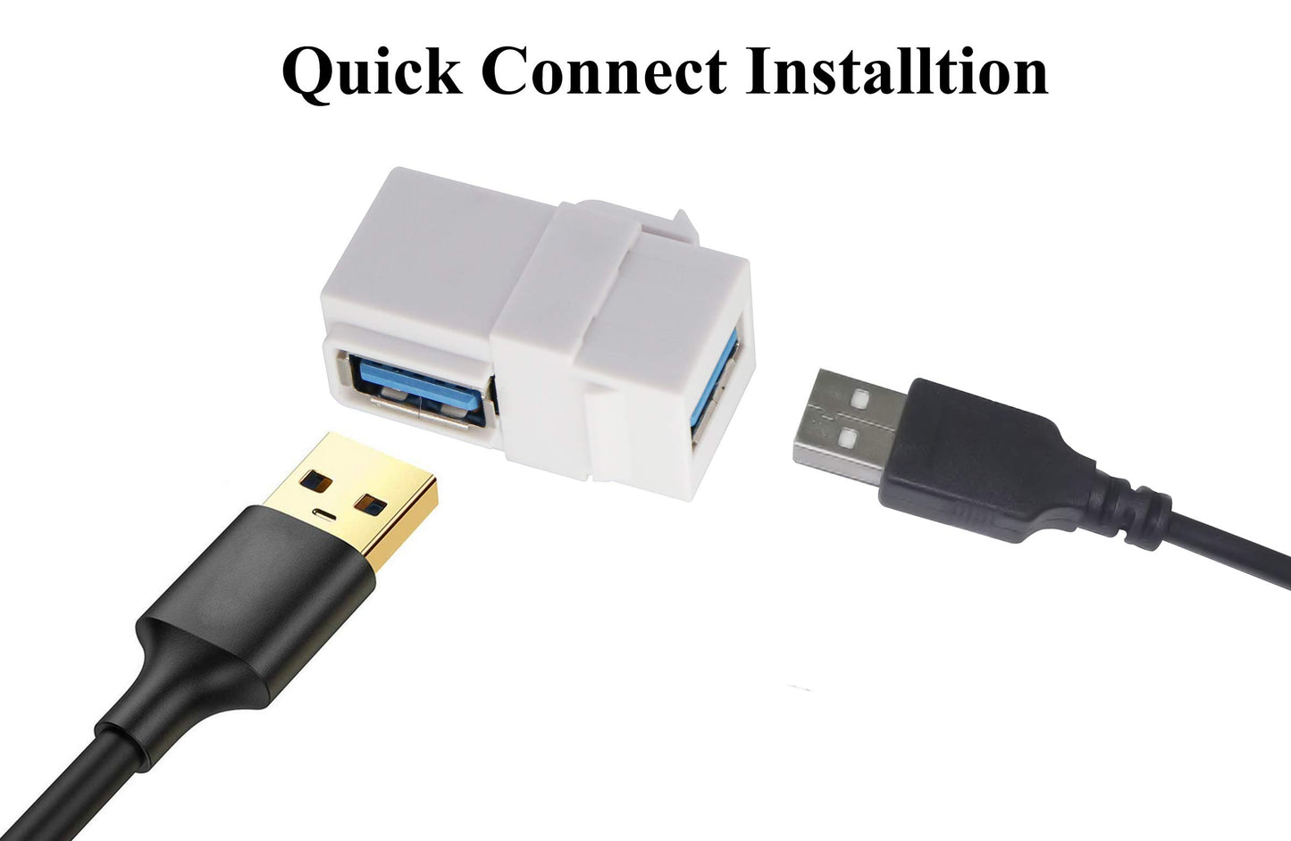 AAOTOKK Right Angle USB 3.0 Keystone Coupler 90 Degree USB 3.0 A Female to Female Keystone Jack Insert Socket Coupler Adapter for Wall Plate Outlet…