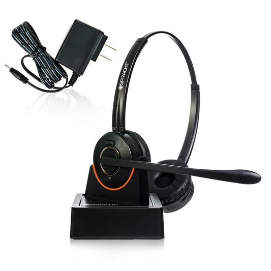 Spracht HS-2051 Dual Ear Wireless Bluetooth Headset with Base Station | Wireless Headset for Work | Wireless Headset with Microphone | AI-Powered…
