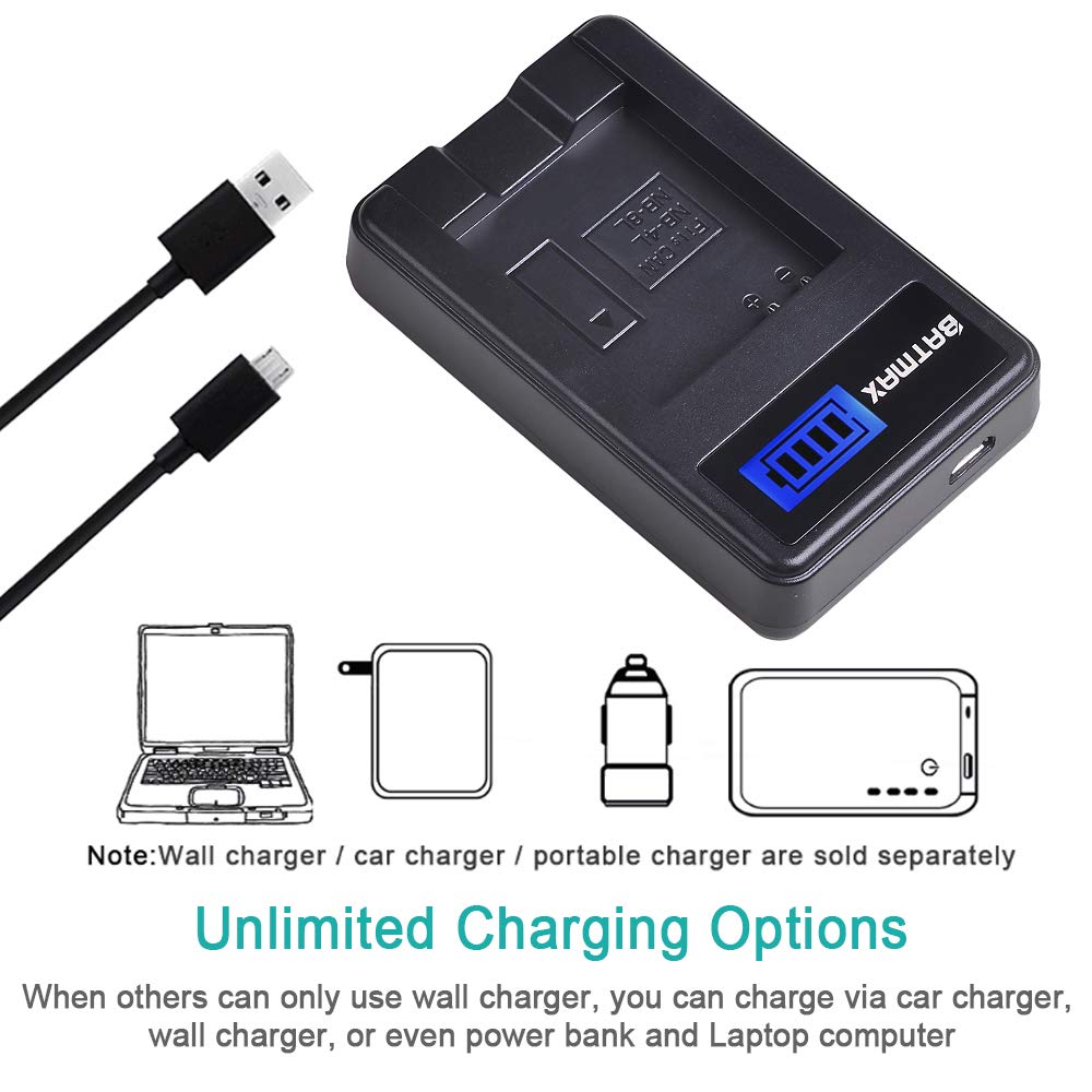 Batmax 2Pcs NB-4L Battery + LCD USB Charger for Canon PowerShot ELPH 100 HS,300 HS,SD400,SD600,SD750,SD780 is,SD960 is,SD1000,SD1100 is,310