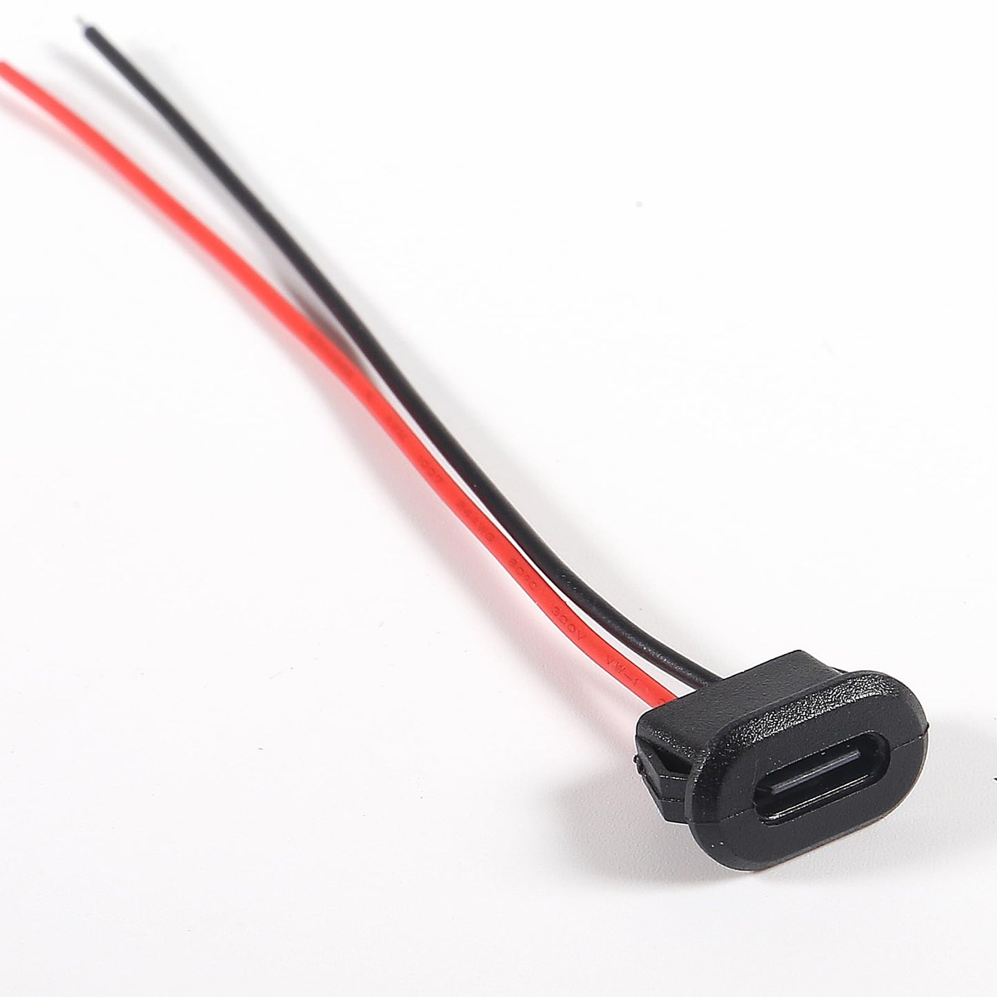 DWEII 10PCS Type-C Female Chassis Waterproof 2P Solder Wire Type USB C Pigtail Cable Extension Power Cable USB-C Plug to 2 Pin Bare Wire Open End