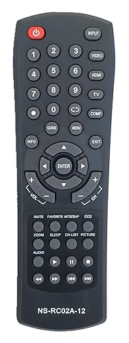Replacement Remote Control NS-RC02A-12 for Insignia TV NS-42L550A11, NS-46L550A11, NS-32LB451A11, NS-42P650A11, NS-50P650A11