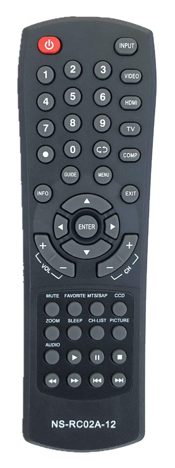 Replacement Remote Control NS-RC02A-12 for Insignia TV NS-42L550A11, NS-46L550A11, NS-32LB451A11, NS-42P650A11, NS-50P650A11