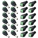 FULARR 24Pcs Professional 5.5 X 2.1mm DC Screw Terminal Plug Connector, Barrel 12V DC Power Jack Connector Adapter, 12 Pairs 2 Pin Male Plug & Female