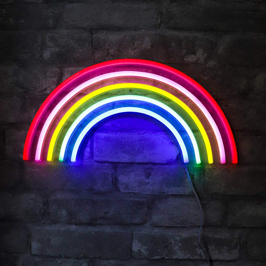 Isaac Jacobs 15” x 7.5” inch LED Neon ‘Multi-Colored Rainbow’ Wall Sign for Cool Light, Wall Art, Bedroom Decorations, Home Accessories, Party