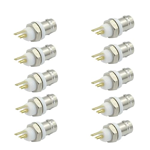 bnafes BNC Chassis Panel Mount Socket Female Jack Solder Type Connectors Adapter - (10 Pcs)