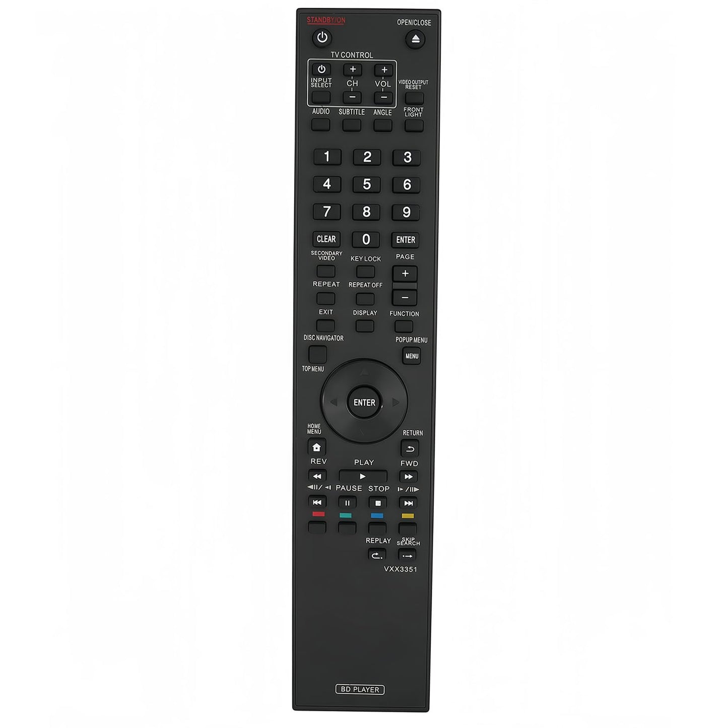 Replacement Remote Control VXX3351 Compatible for Pioneer Blu-Ray DVD Disc Player BDP-120 BDP-121 BDP-31FD BDP-330 sub VXX337 BDP-33FD