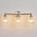 HDDFL Brushed Nickel Bathroom Vanity Light Fixture 3 Lights Modern Glass Wall Sconce for Bedroom Bath Living Room Hallway