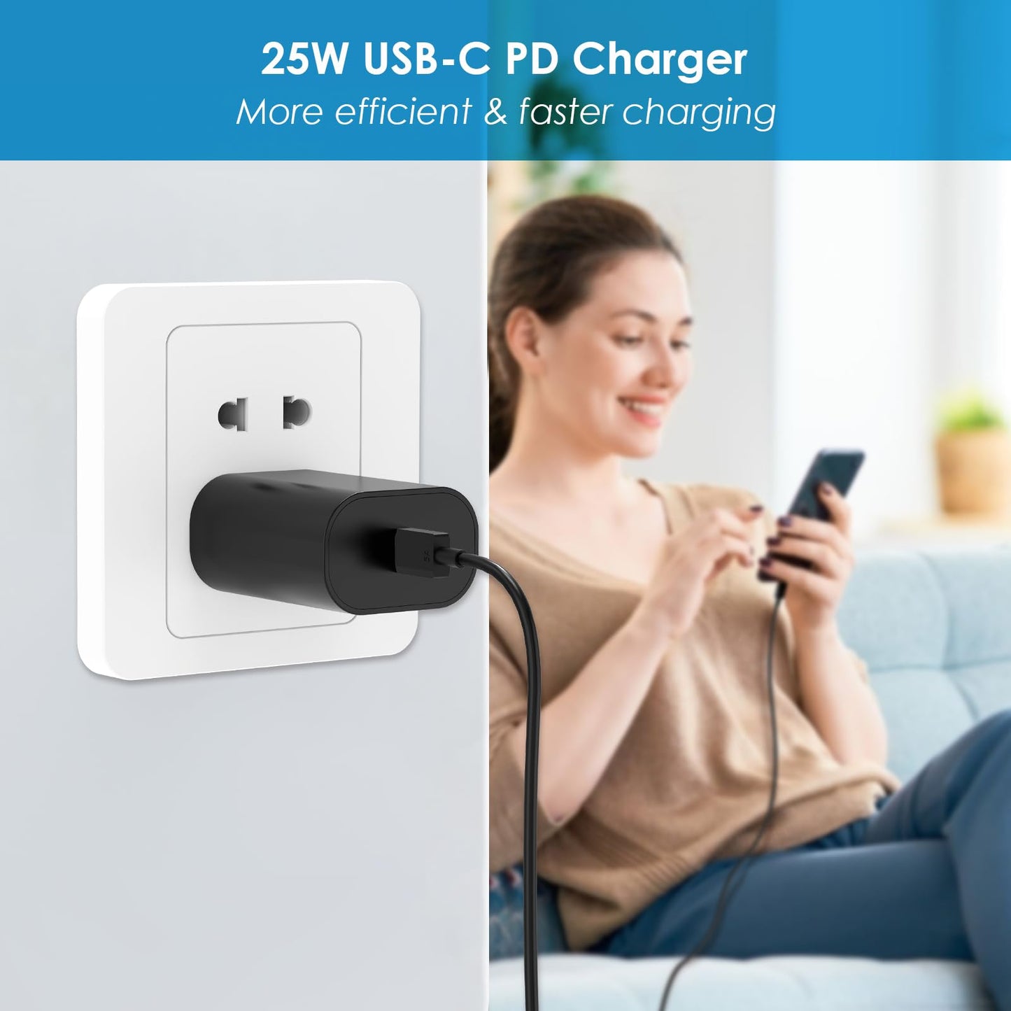 Super Fast Charger Type C, 25W PD USB C Wall Charger Fast Charging with 10FT Long Type C Charger Cable for Samsung Galaxy S26 Ultra/S26/S26+/S25