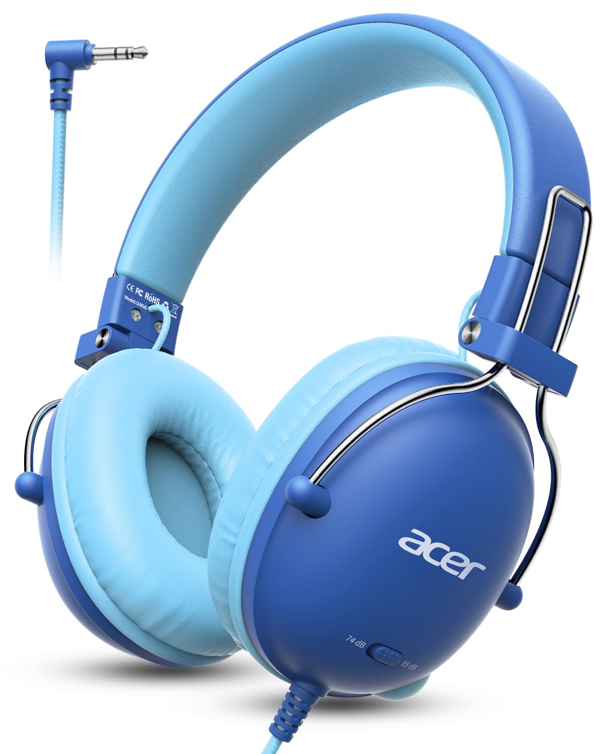 Acer Kids Headphones for School, 74/85dB Safe Volume, Kids Headphones with Cord, 3.5mm Jack, Stereo Sound Wired On-Ear Headphones for Airplane Travel