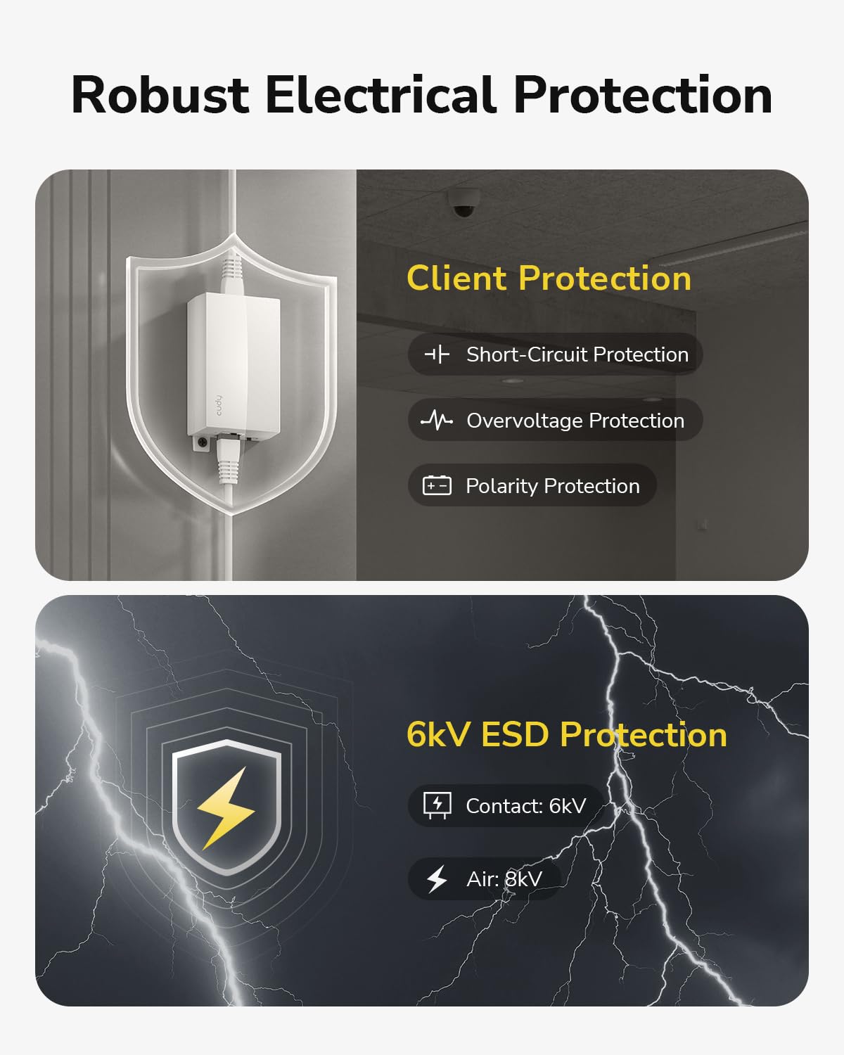 Miracles PoE10 Gigabit PoE+ Extender, 1 Port 10/100/1000 Mbps, PoE Amplifier, Repeater, Wall Mount, Daisy Chain, Corresponds to IEEE 802.3at