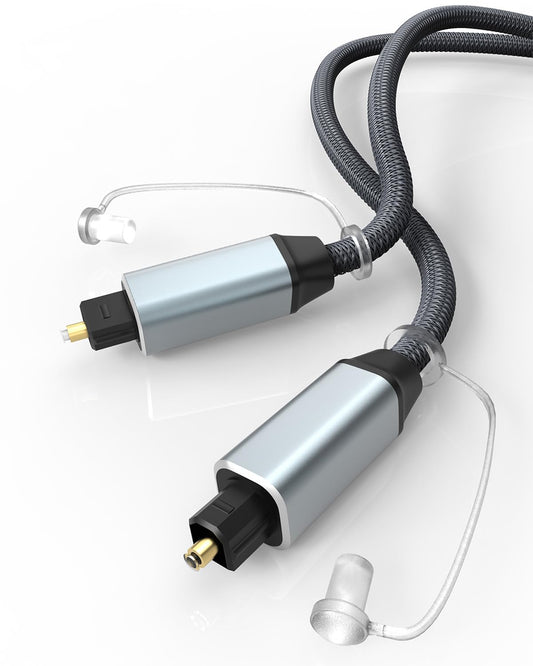 Bicmice Optical Audio Cable Nylon-Braided Toslink Optical Cable for Soundbar Stereo Systems Home Cinema Xbox/PS3/PS4/PS5 DVD Amplifier Speaker Fiber