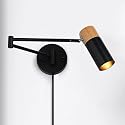 COSYLUX Modern Industrial Swing Arm Wall Lamp with Plug in Cord for Bedroom, Living Room, Office, Rotatable Lampshade Plug in Wall Sconces Light