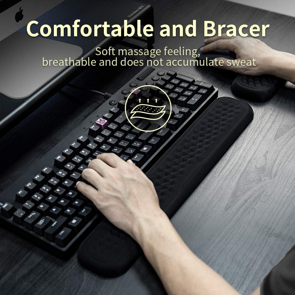 Vaydeer Keyboard Wrist Rest, Large Full Keyboard Support Pad, Memory Foam Hand Cushion for Desk, Ergonomic Computer Laptop Typing, Office Gaming Palm
