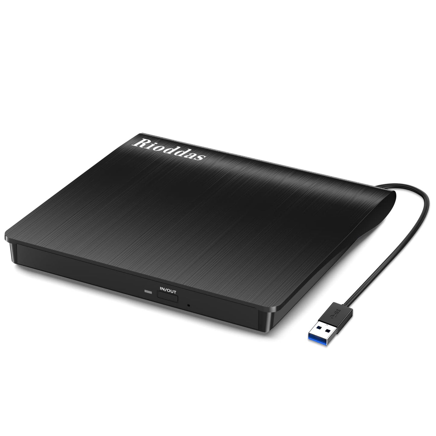 Rioddas External CD/DVD Drive for Laptop, USB 3.0 CD DVD Player Portable +/-RW Burner CD ROM Reader Writer Disk Duplicator Compatible with Laptop