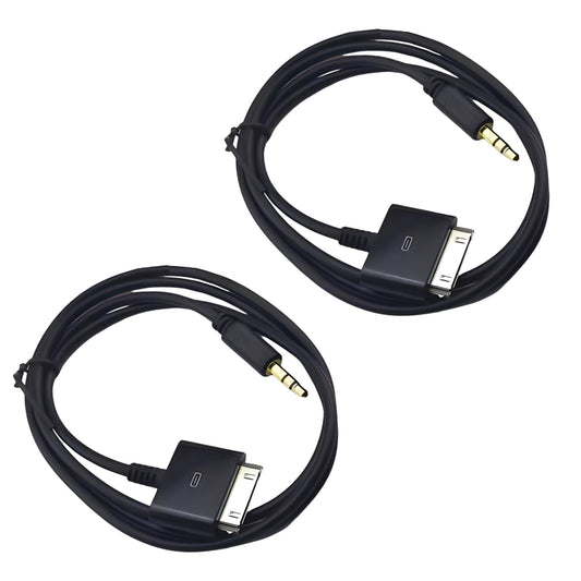 2 PCS Stereo 3.5mm AUX Input to 30-Pin Male Dock Universal Connector Cable Adapter for iPod/iPhone/iPad (4.9 FT, Black)