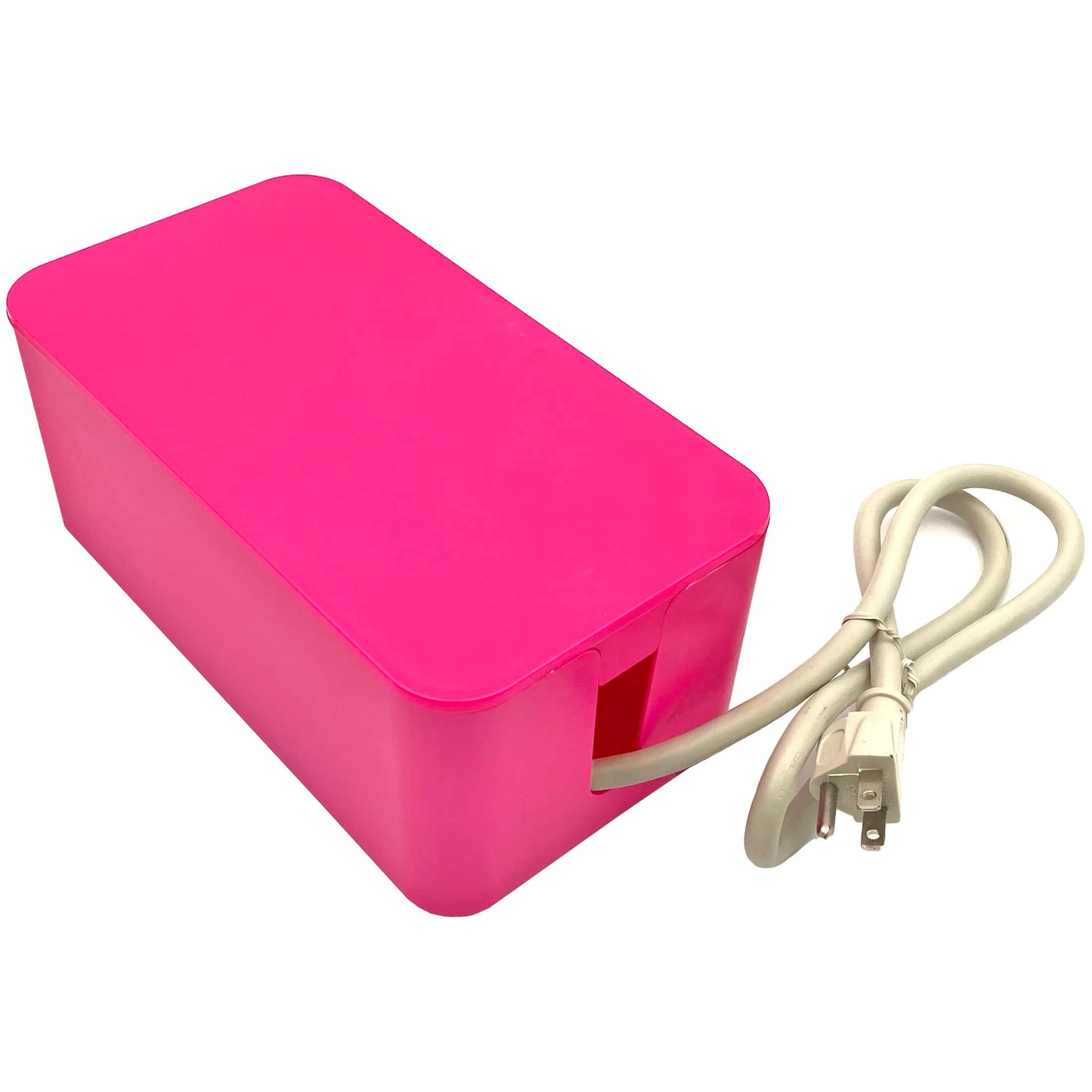 Electriduct Cable Box with Surge Protector Desk Cord Management Floor Wire Organizer Includes 4 Outlet Power Strip - Fuchsia
