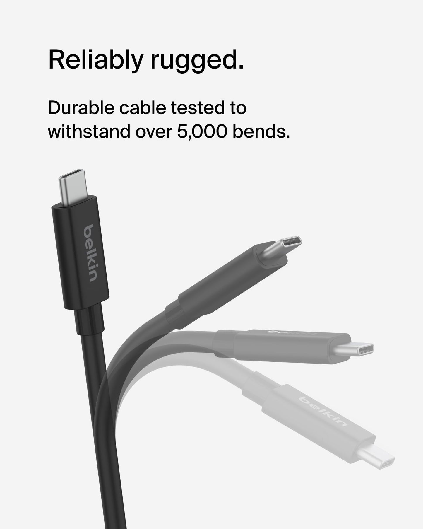 Belkin Connect USB4 Cable (6.6ft/2M Power Cable), USB-C to USB-C Cable w/ 240W Power Delivery + 20Gbps - USB4 Compliant Power Cable, Compatible