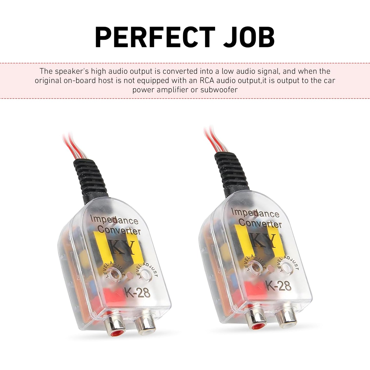 XIZAKEE 2 PCS Car Audio RCA Converter, Automobile Line Output Subwoofer, Speaker to RCA High Low Level Converter, Universal for Most Cars, Trucks